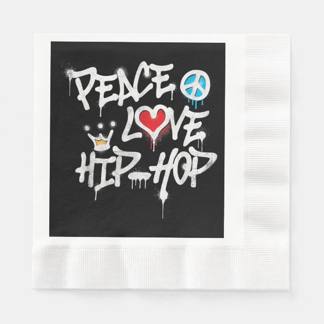 Serviette En Papier Peace Love Hip hop Dancing (Devant)
