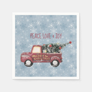 Serviette En Papier Peace Love & Joy Toy Camion Joyeux Noël