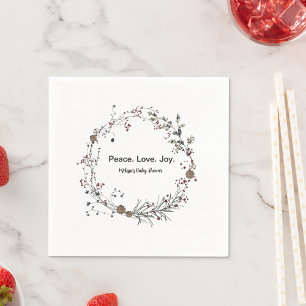 Serviette En Papier Peace love joy winterberry rustique boho fleur sau