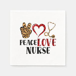 Serviette En Papier Peace Love Nurse - Cute Nurse Design (2)