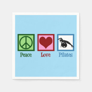 Serviette En Papier Peace Love Pilates Instructeur Cute Blue Party