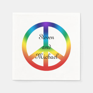 Serviette En Papier Peace Sign à Rainbow colors