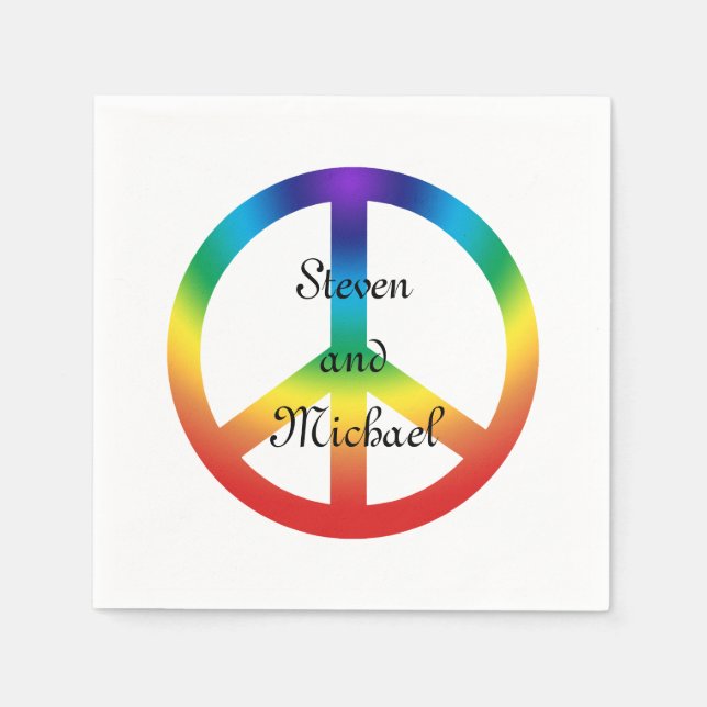 Serviette En Papier Peace Sign à Rainbow colors (Devant)