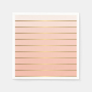 Serviette En Papier Peach Blush Ombre & Gold Striage Papier Napkins