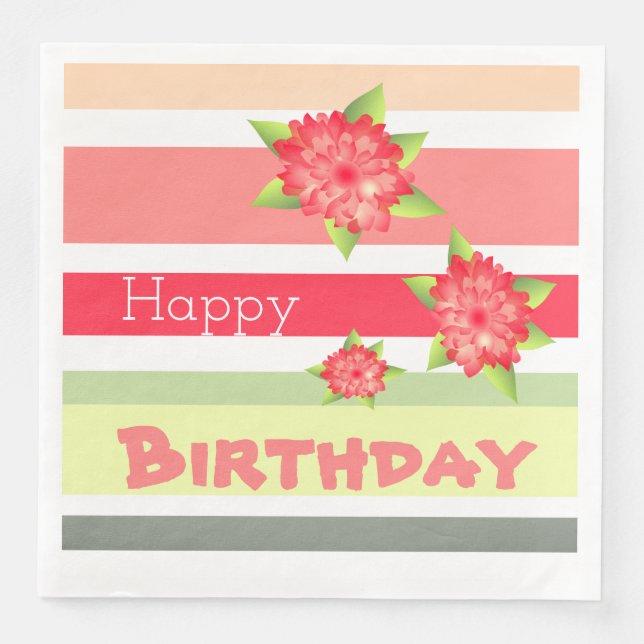 Serviette En Papier Peach Coral Lime vert et rouge (Devant)