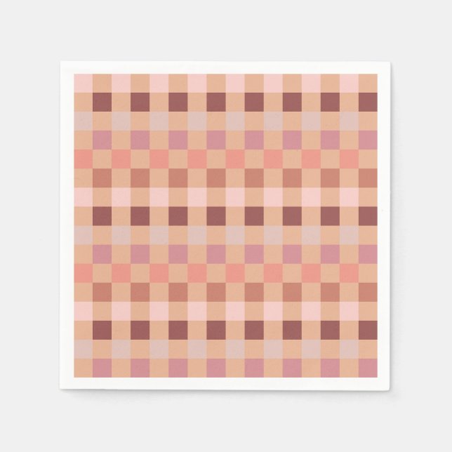 Serviette En Papier Peach Fuzz Checkerboard (Devant)
