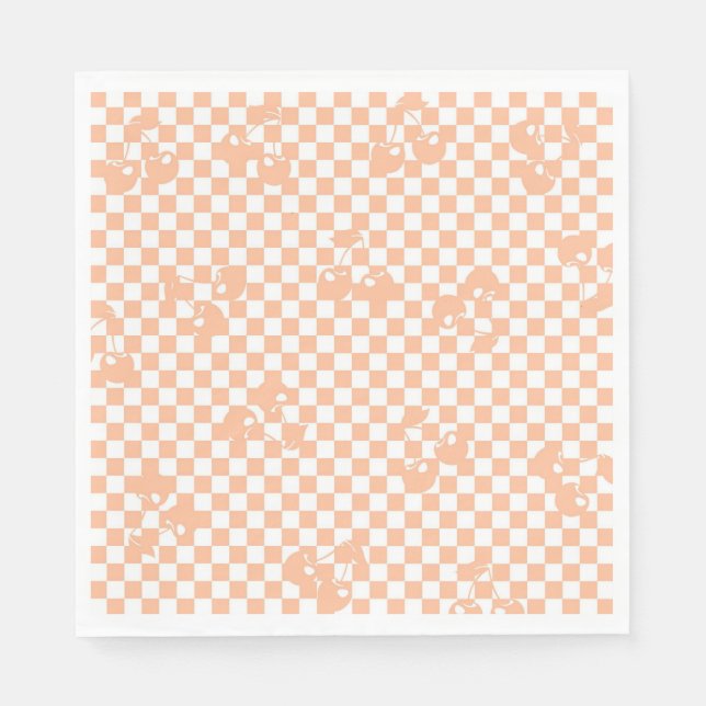 Serviette En Papier Peach Fuzz Cherry En vichy Motif (Devant)