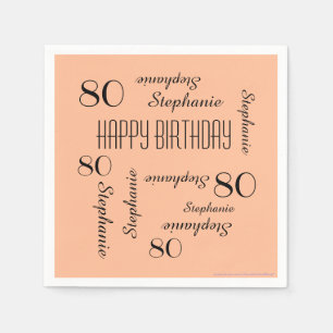 Serviette En Papier Peach Fuzz, nom, fête du 80e anniversaire