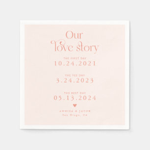 Serviette En Papier Peach Our Love Story Mariage rétro Napkin