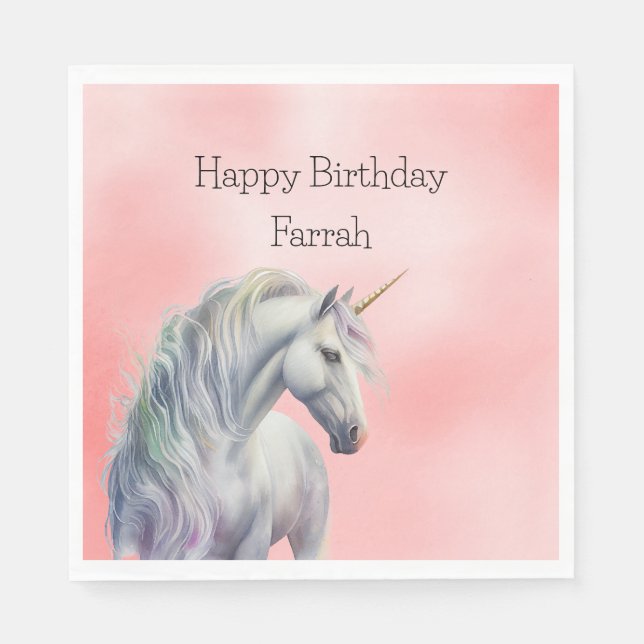 Serviette En Papier Peach Pink Unicorn Dream (Devant)