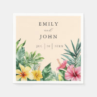 Peach Watercolor Mariage de fleurs tropicales