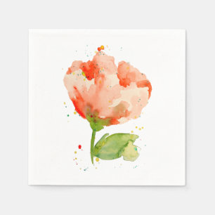 Serviette En Papier Peach Watercolor Poppy