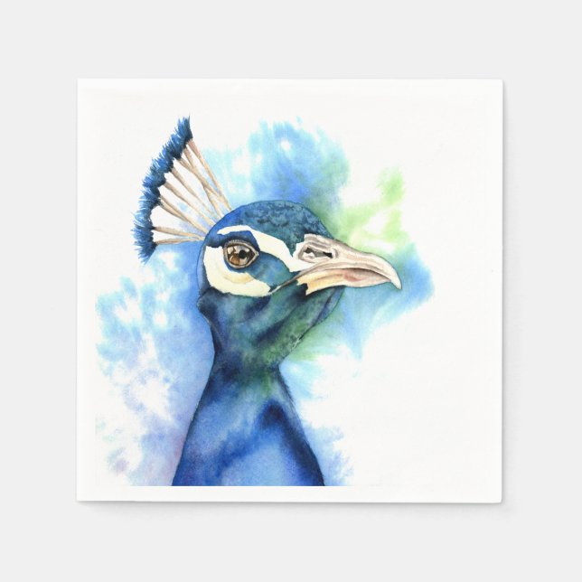 Serviette En Papier Peacock aquarelle peinture (Devant)