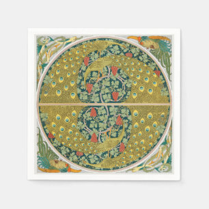 Serviette En Papier Peacock Art Nouveau Style rond design complexe