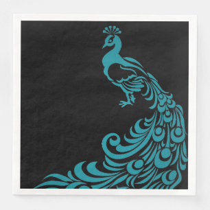 Serviette En Papier Peacock-Blue-Black-Everyday-Celebration's-Stylish