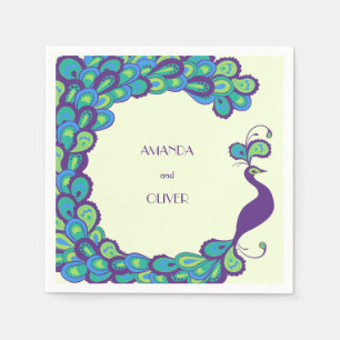 Serviette En Papier Peacock Elegance Mariage Vintage Multicolore