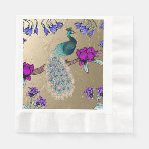 Serviette En Papier Peacock En Or