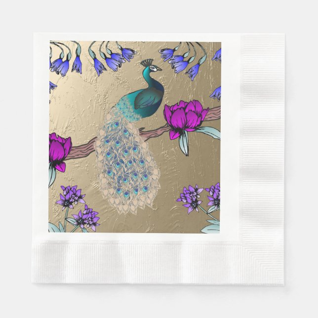 Serviette En Papier Peacock En Or (Devant)