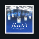 Serviette En Papier Peacock Feathers, Mason Jar & String Lights Party<br><div class="desc">Peacock Feathers,  Mason Jar & String Lights Serviettes de fête. Customisez avec tout texte.</div>