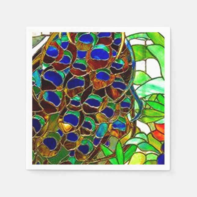 Serviette En Papier Peacock Feathers Mosaic Vitre (Devant)