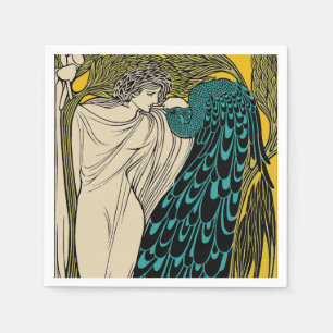 Serviette En Papier Peacock Fine Art Bird Nouveau