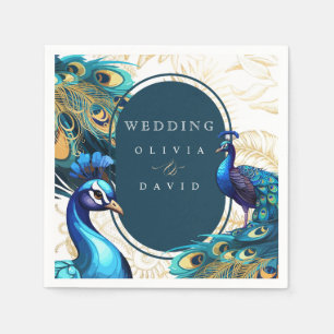 Serviette En Papier Peacocks Plumes Mariage