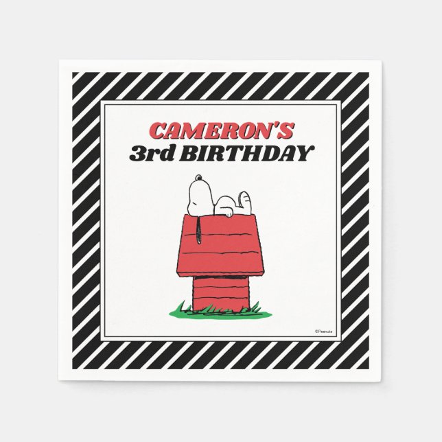 Serviette En Papier Peanuts Snoopy Dog House Birthday Napkins (Devant)