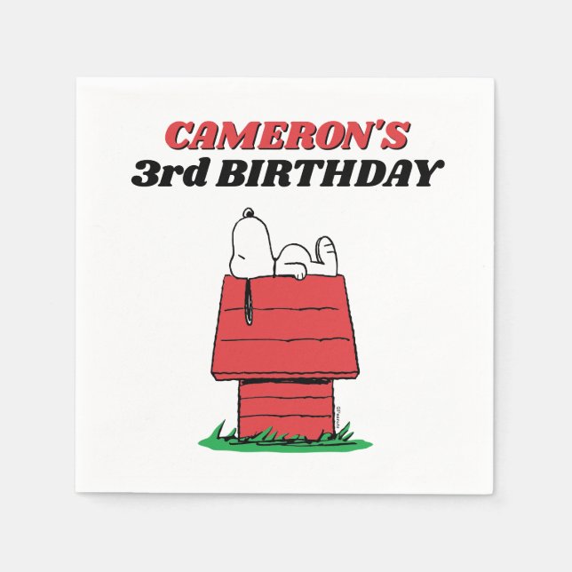 Serviette En Papier Peanuts Snoopy Dog House Birthday Napkins (Devant)