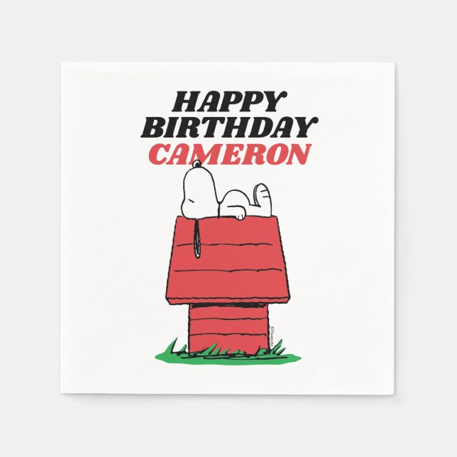 Serviette En Papier Peanuts Snoopy Dog House Birthday Napkins (Devant)