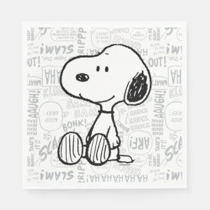 Serviette En Papier PEANUTS   Snoopy on Black White Comics
