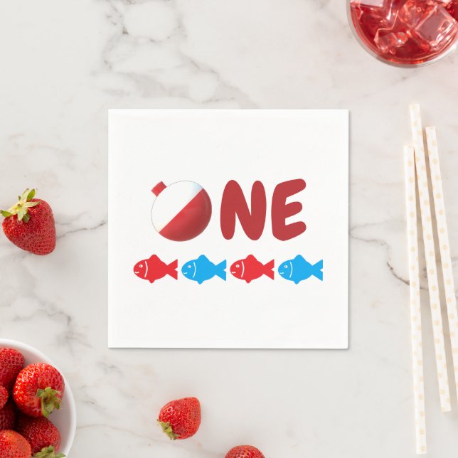 Serviette En Papier Pêche 1er anniversaire (En situation)