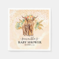 Pêche Aquarelle Florale Highland Vache Vache Bébé