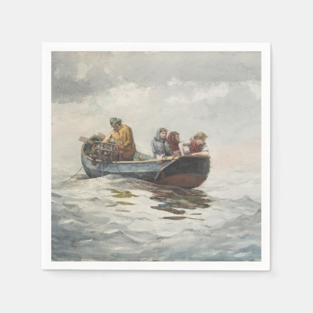 Serviette En Papier Pêche au crabe (par Winslow Homer) (Devant)
