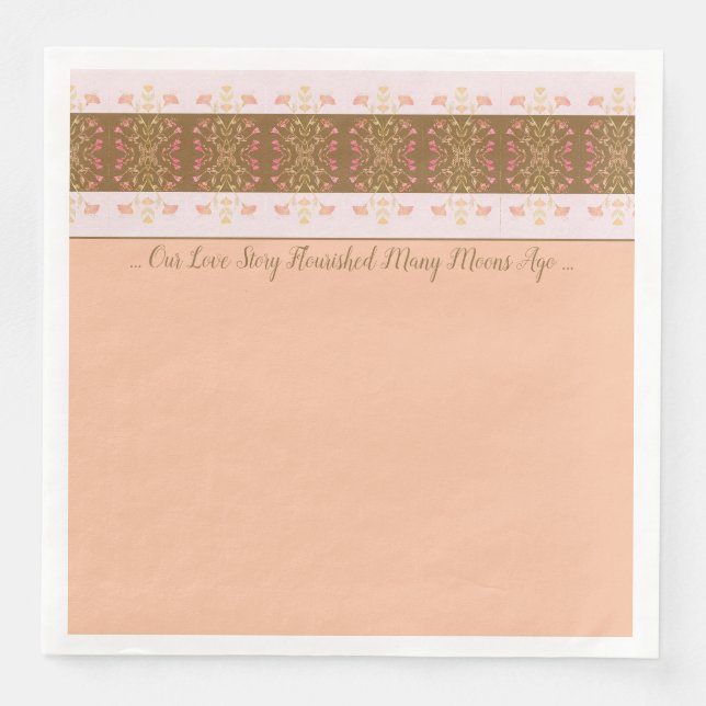 Serviette En Papier Pêche Avec Rose (Devant)