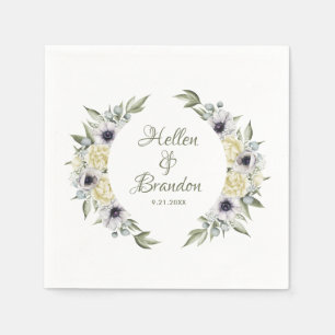 Serviette En Papier Pêche blanche & pastel shabby chic fleurs wreath