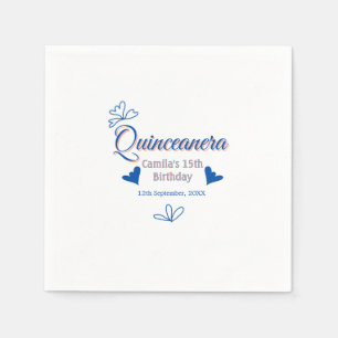 Serviette En Papier Pêche bleu quinceanera 15e anniversaire rustique m