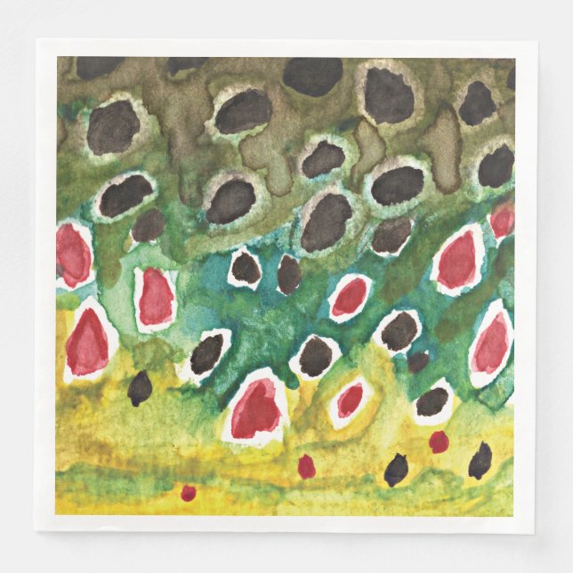 Serviette En Papier Pêche Brown À La Truite, Ichthyologie (Devant)