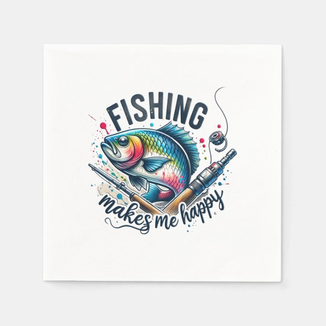 Serviette En Papier Pêche-Cadeaux Fisher Rend Mon Joyeux (Devant)