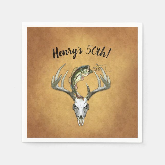 Serviette En Papier Pêche chasse 50ème anniversaire (Devant)