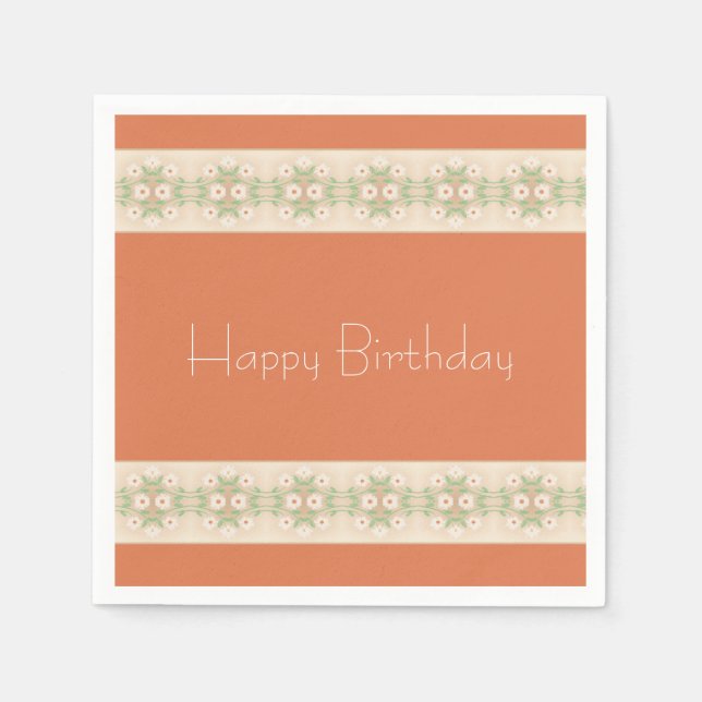 Serviette En Papier Pêche Et Beige (Devant)