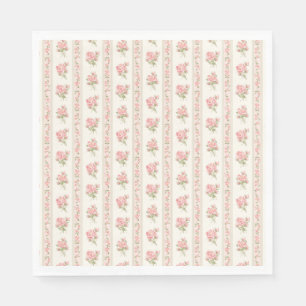 Serviette En Papier Pêche et Beige Vintage Fancy Dessert de Fête Flora