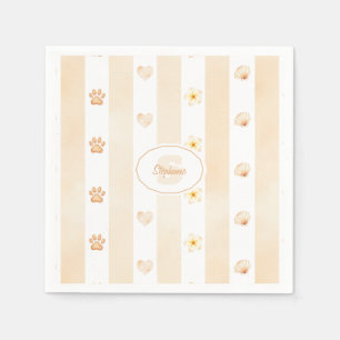 Serviette En Papier Pêche et Blancs - Coeurs, Fleur, Empreinte de patt