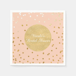 Serviette En Papier Pêche et or brillant confetti points chic moderne