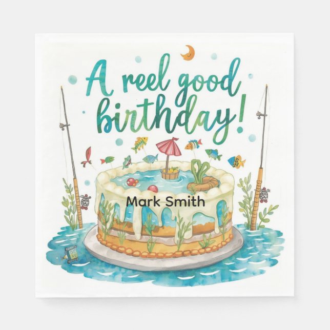 Serviette En Papier Pêche gâteau fête d'anniversaire pour les amateurs (Devant)