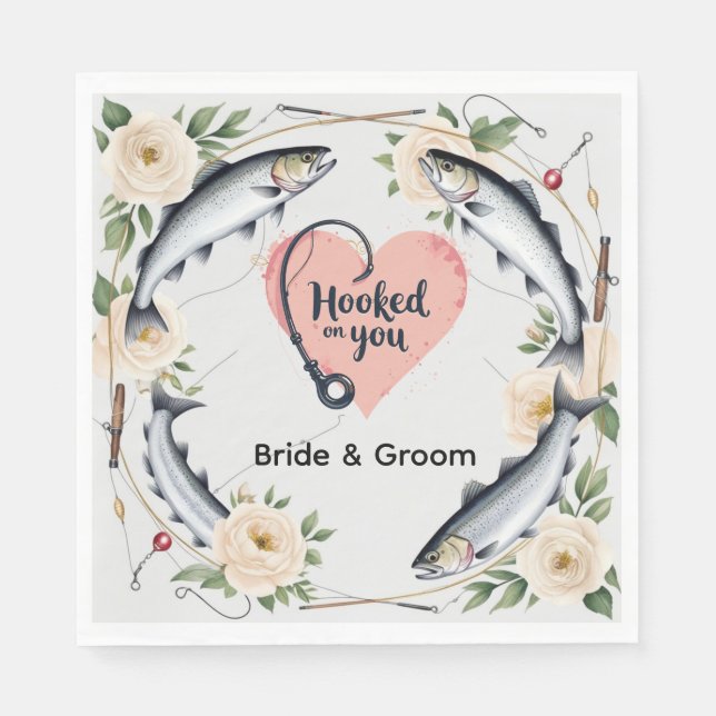 Serviette En Papier Pêche ou Weding thème pour les amateurs de pêche (Devant)