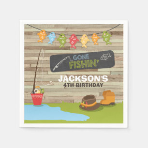 Serviette En Papier Pêche Papier d'anniversaire Napkin Garçon Bois Ree