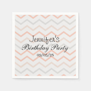Serviette En Papier Pêche pastel et Zig Zag gris