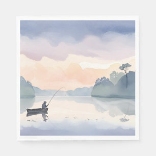 Serviette En Papier Pêche Peinture aquarelle du lac Airy