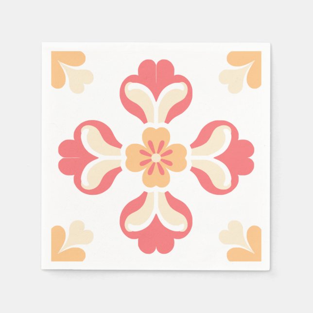 Serviette En Papier Pêche rose Floral (Devant)