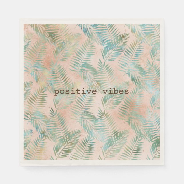 Serviette En Papier Pêcher Aqua Green Feuilles tropicaux (Devant)